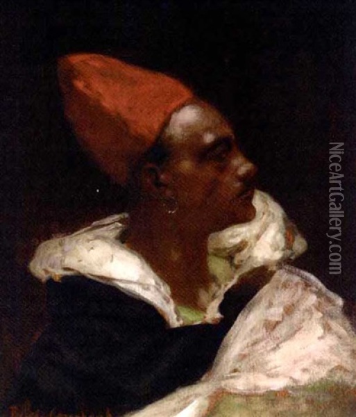 Profile Of A Nubian Man Oil Painting - Jean Joseph Benjamin Constant