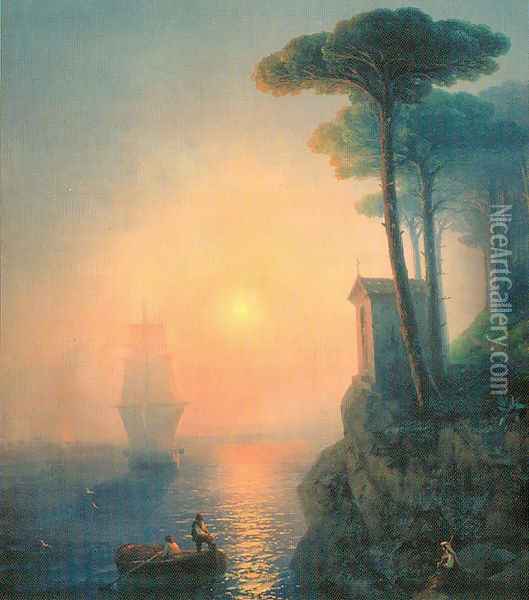 Misty morning in Italy Oil Painting - Ivan Konstantinovich Aivazovsky
