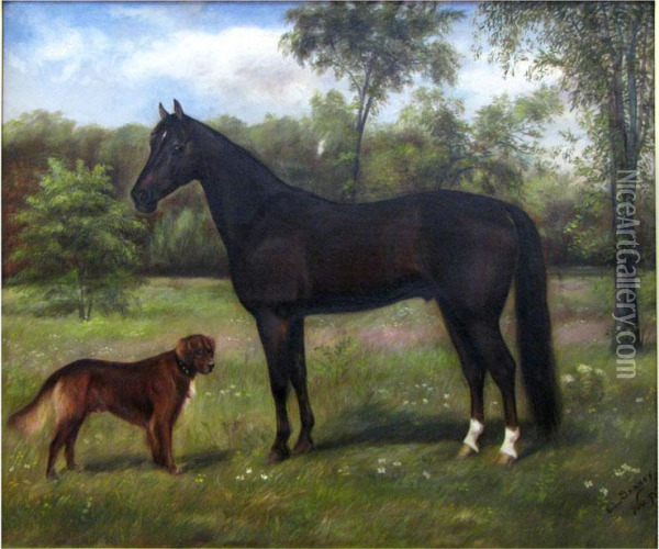 Portrait Of Horse And Dog Oil Painting - Lucas Essie Leone Seavey