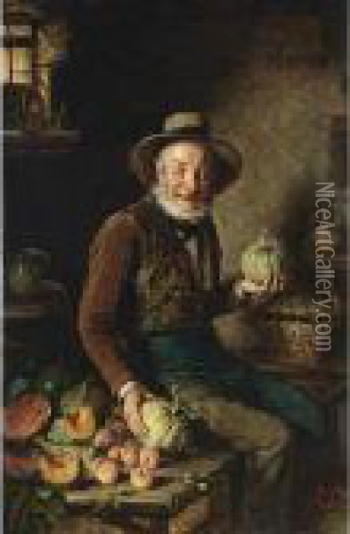 The Pumpkin Seller Oil Painting - Hermann Kern