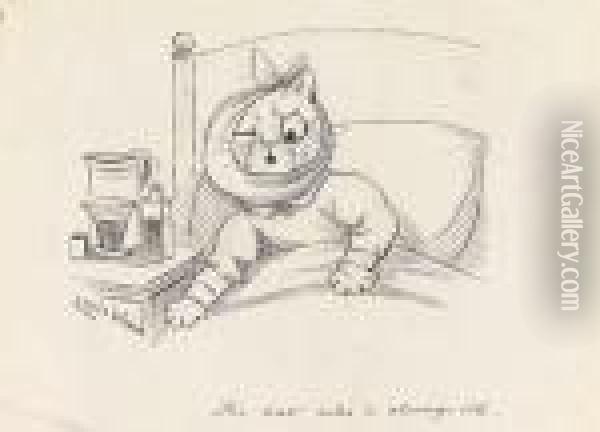 The Cat Who Is Always Ill Oil Painting - Louis William Wain
