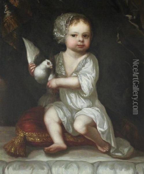 Child Seated Upon A Cushion Oil Painting - Sir Peter Lely