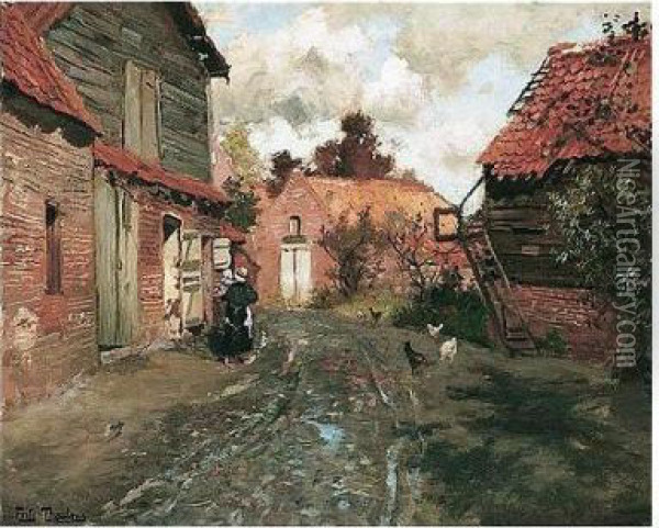 Fransk Landsby (a French Village) Oil Painting - Fritz Thaulow