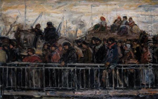 Emigrants Oil Painting - Eugeen Van Mieghem