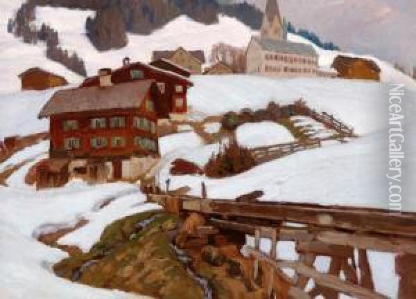 Hauser Im Schnee Oil Painting - Karl O'Lynch Van Town