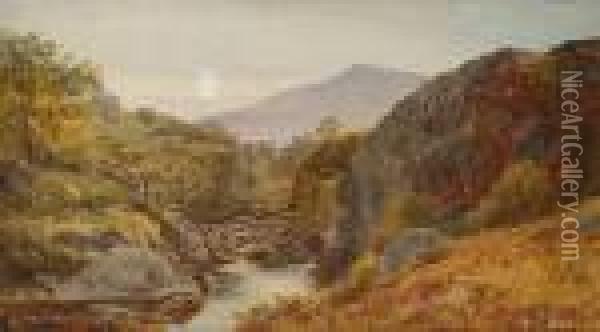 Highland River Landscapes Oil Painting - Benjamin Williams Leader