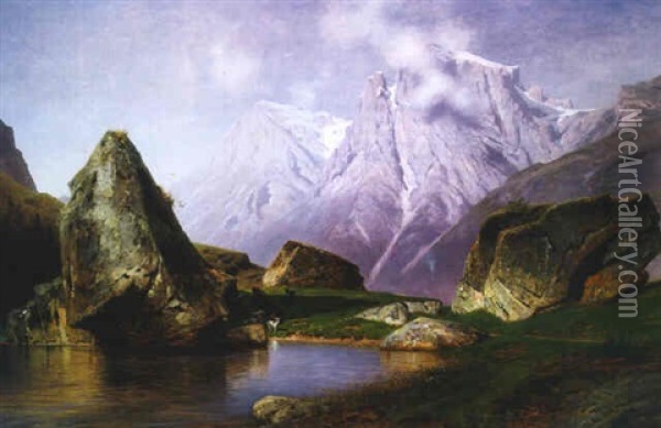 Blick Auf Das Gotthard-massiv Oil Painting - Ascan Lutteroth