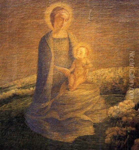 Madonna Con Il Bambino Oil Painting - Gaetano Previati