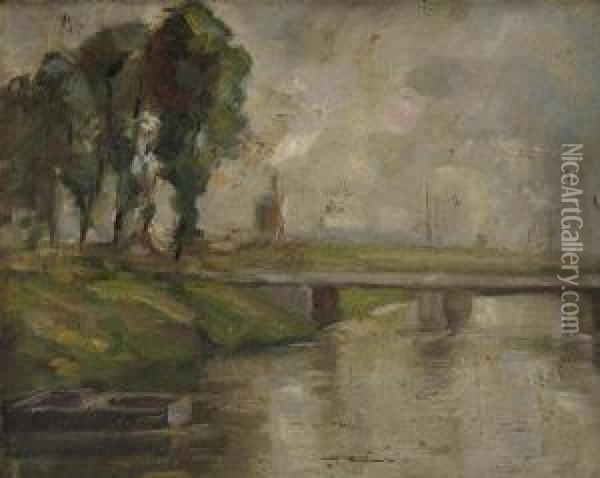 Study For A Landscape With Boat Near The Water Oil Painting - Henri Van Muyden