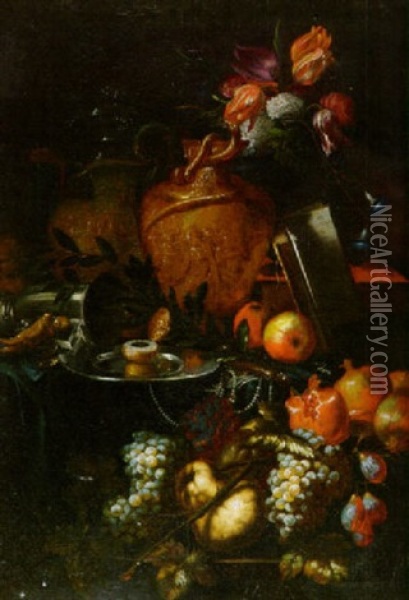 Vanitasstilleben Oil Painting - Jean-Baptiste Belin de Fontenay the Elder