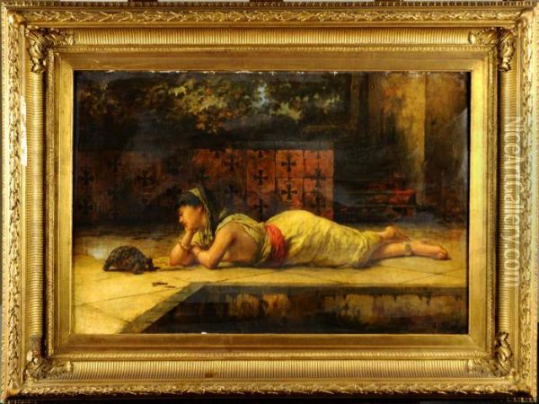 Jeune Femme A La Tortue Oil Painting - Agapit Stevens