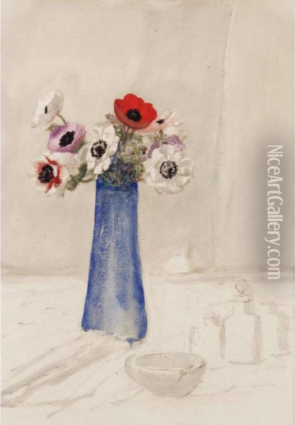 Vase D'anemones Oil Painting - Theophile Alexandre Steinlen