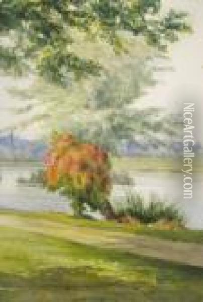 Wooded River Landscape; Watercolour, Bears Inscription On The Reverse, 25.5x18cm Oil Painting - Samuel Palmer