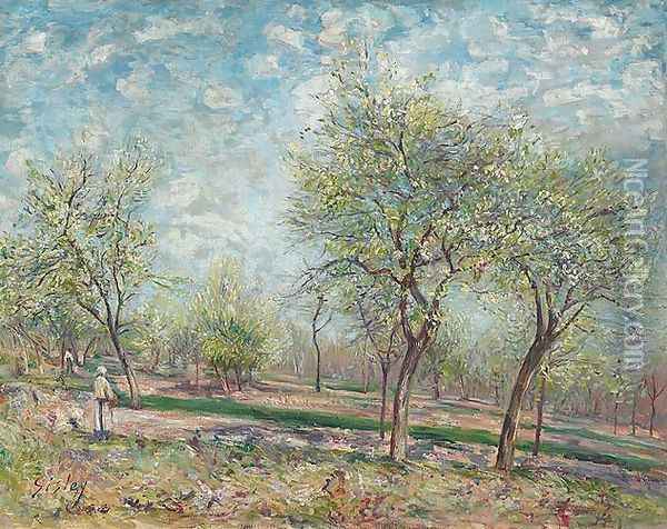 Apple Trees in Bloom Oil Painting - Alfred Sisley