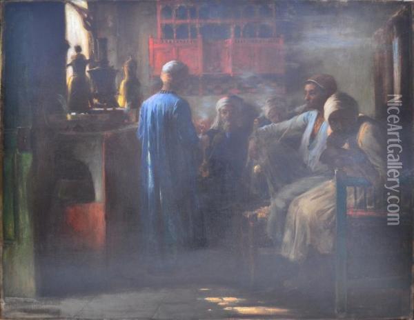 Scene De Cafe, Egypte Oil Painting - Eva Bonnier