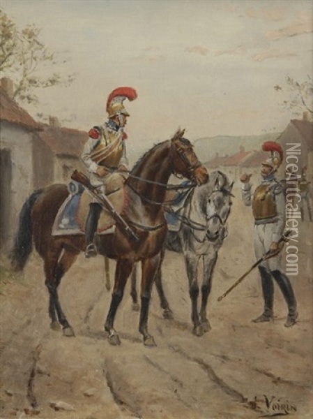 Cuirassier A Cheval Oil Painting - Jules Antoine Voirin