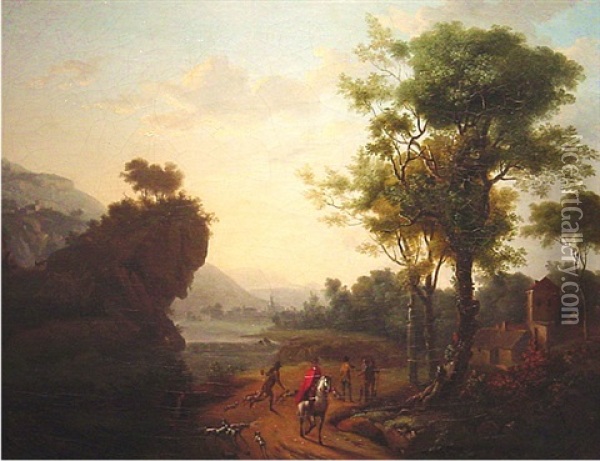 Pastoral Landscape With Figures: Morning Oil Painting - Claude Lorrain