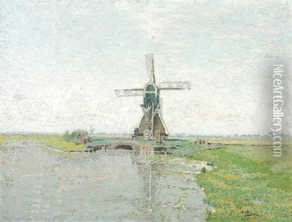 Zicht In Zeeland, Omgeving Veere (ca. 1875-1880) Oil Painting - Adriaan Jozef Heymans