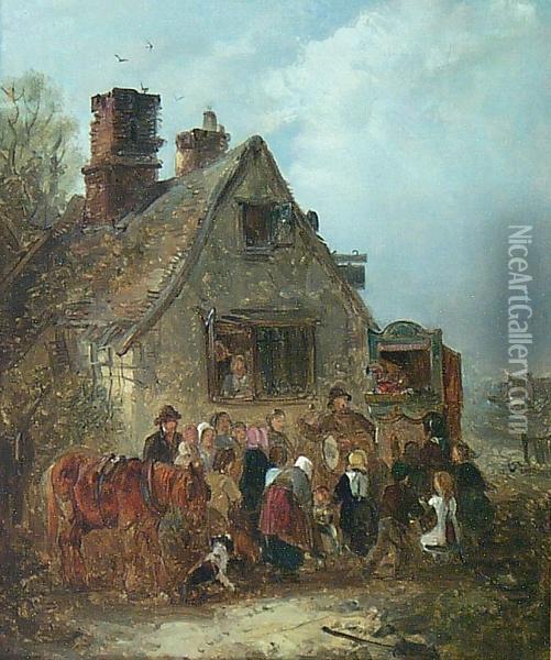 Punch And Judy Oil Painting - Edward Robert Smythe
