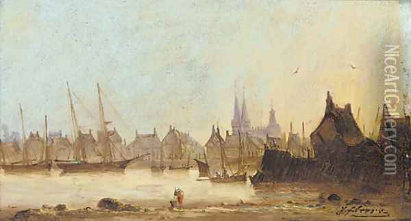 A Normandy harbour Oil Painting - Jules Amedee Louis Fleury