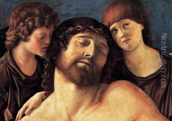 Dead Christ Supported by Two Angels (detail) 2 Oil Painting - Giovanni Bellini