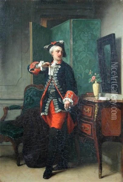 Portrait Of A French Officer Oil Painting - Jean Carolus