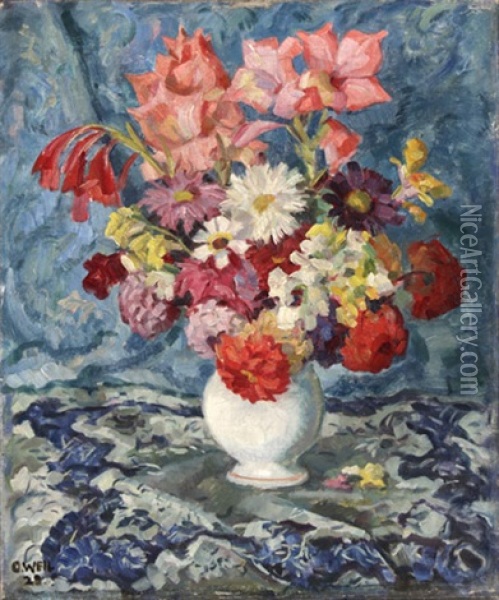 Sommerlicher Blumenstraus Mit Astern, Margeriten U.a. Oil Painting - Otto Weil