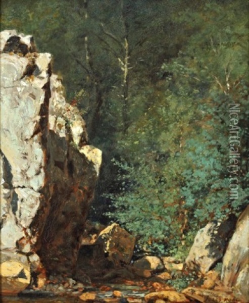 Le Torrent, Les Rochers Oil Painting - Jules Achille Noel