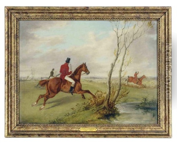 The Hunt (+ Untitled; 2 Works) Oil Painting - George Henry Laporte