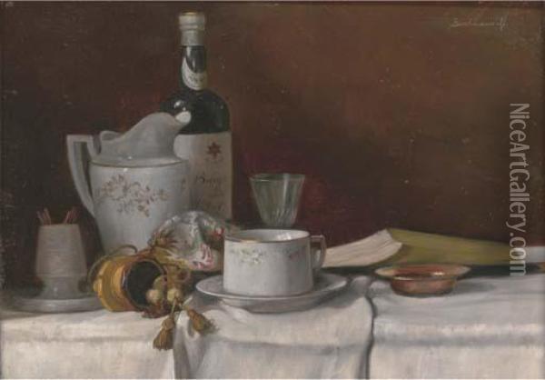 A Cup Oil Painting - Karoly, Karl Bachmann