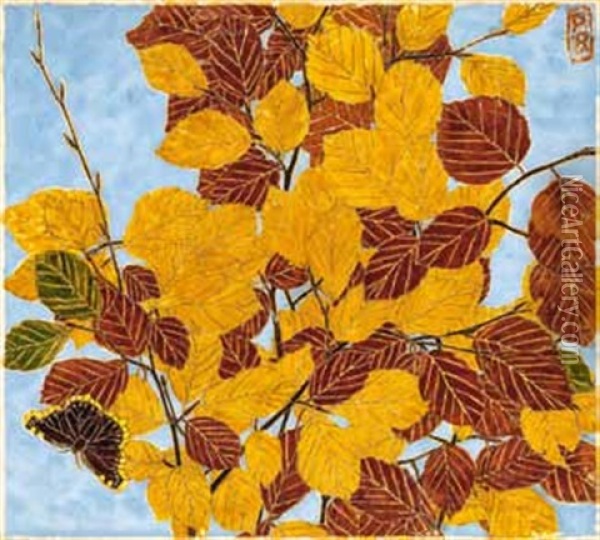 Buche Im Herbst Oil Painting - Paula Maria (Rossler) von Goeschen