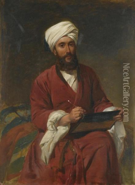 Portrait Of A Gentleman In Oriental Dress Oil Painting - Frederick Goodall