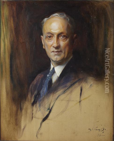Half Length Portrait Of William Aiken Oil Painting - Philip Alexius De Laszlo