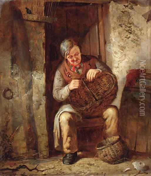 The Basket Mender Oil Painting - Erskine Nicol