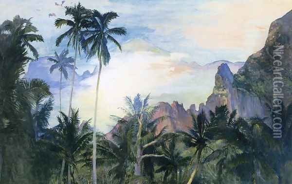The End of Cook's Bay, Island of Moorea, Society Islands. 1891, Dawn Oil Painting - John La Farge