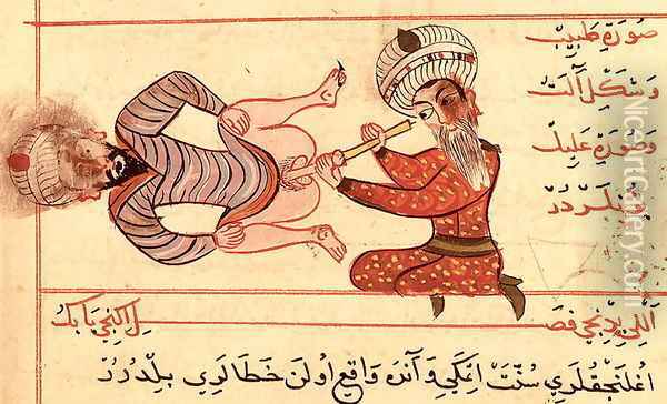 Ms Sup Turc 693 fol.96v Inspection of the Male Urethra, 1466 Oil Painting - Charaf-ed-Din