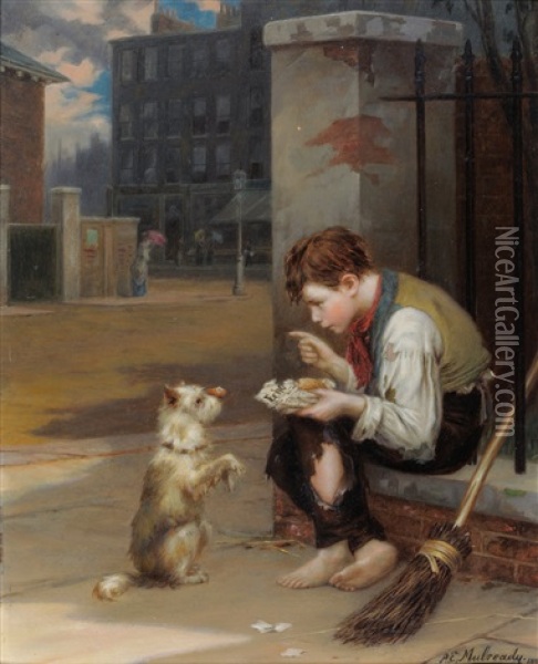 Friends In Need Oil Painting - Augustus Edwin Mulready