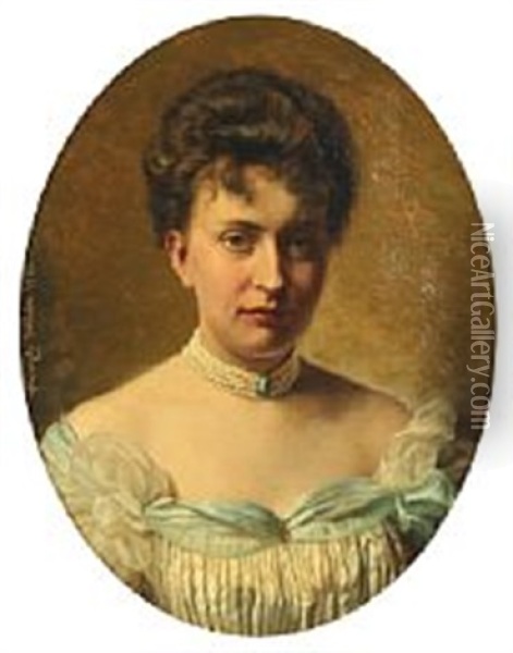 A Portrait Of A Lady Oil Painting - Wenzel Ulrik Tornoe