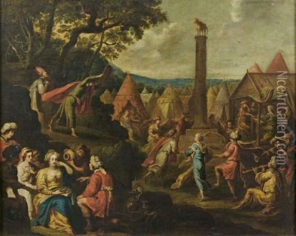 L'adoration Du Veau D'or Oil Painting - Pauwel Casteels
