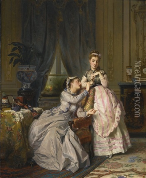 Sisters Oil Painting - Charles Edouard Boutibonne