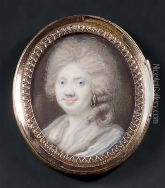 Portrait De Jeune Femme En Neglige Du Matin, Les Cheveux Ebouriffes, En Buste Oil Painting - Claude-Jean-Baptiste Hoin