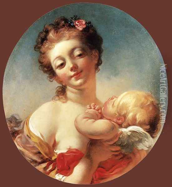 Venus and Cupid c. 1760 Oil Painting - Jean-Honore Fragonard