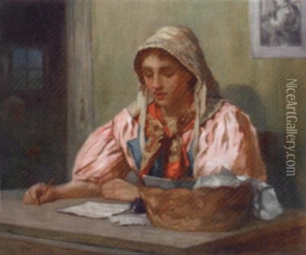 A Breton Girl Oil Painting - Norman M. Macdougall