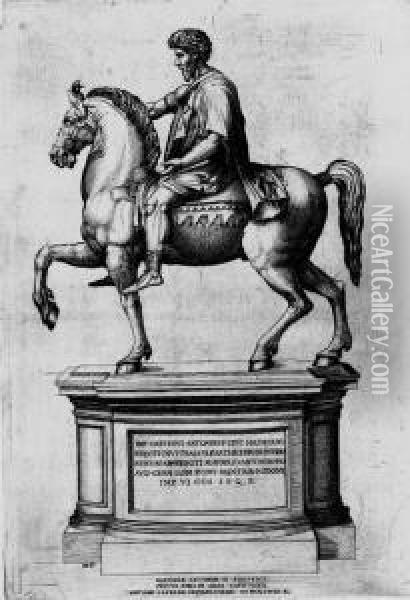 Equestrian Statue Of Marcus Aurelius Oil Painting - Nicolas Beatrizet