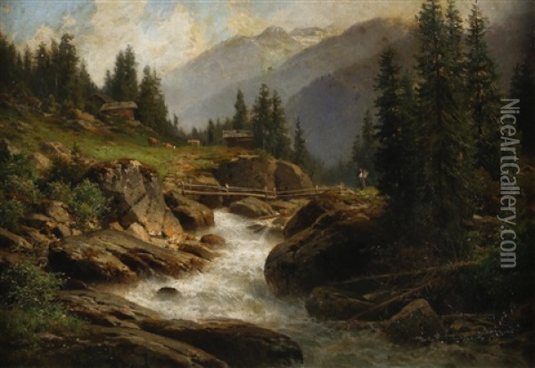 Alpenlandschaft Oil Painting - Georg Hermann Engelhardt