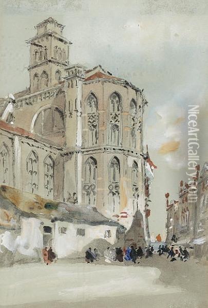 The Church Of Santa Maria Gloriosa Dei Frari, Venice Oil Painting - Hercules Brabazon Brabazon