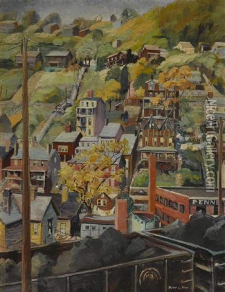 Hillside Homes Oil Painting - Mary L. Howe Fox