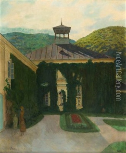Vor Einem Schloss In Hugeliger Landschaft Oil Painting - Emil Orlik