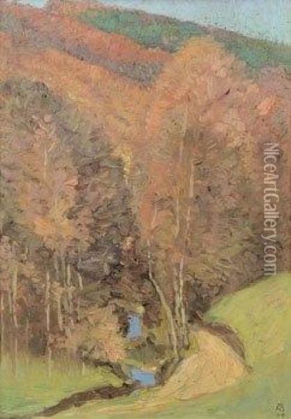 Waldlandschaft Oil Painting - Rudolf Junk