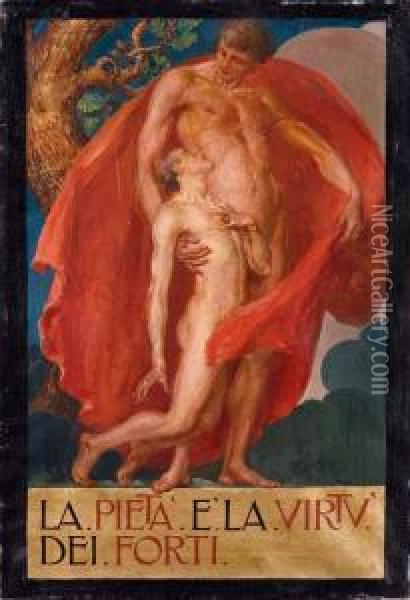 La Pieta E La Virtu Deiforti Oil Painting - Ludovico Cavaleri